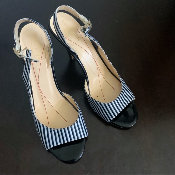 KATE SPADE Striped Slingback Open Toe Pumps 7.5 - Picture 2 of 7